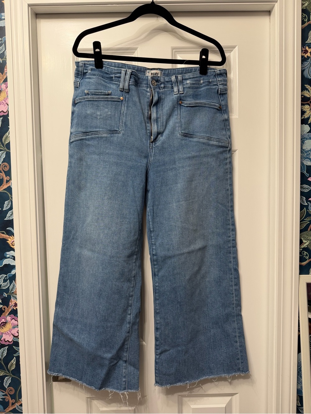 PAIGE Anessa Wide Leg Crop Jeans in Light Blue